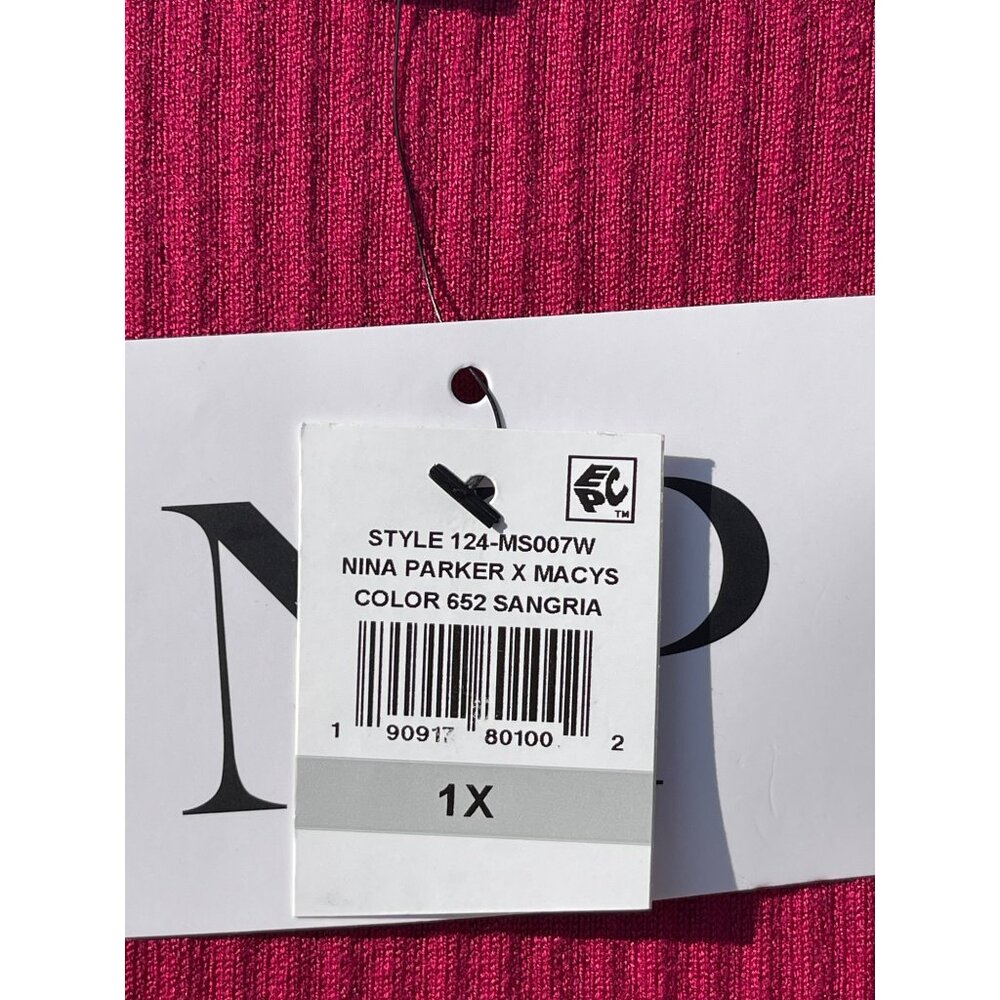Nina Parker Womens Sangria Sleeveless Ribbed Tank Top W/ Stud Embellishments 1X - Picture 6 of 8